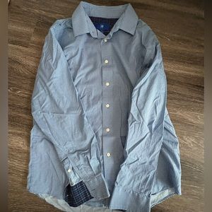 men’s Men’s Warehouse Egara Blue Button Up Dress Shirt Slim Fit Non Iron Size L